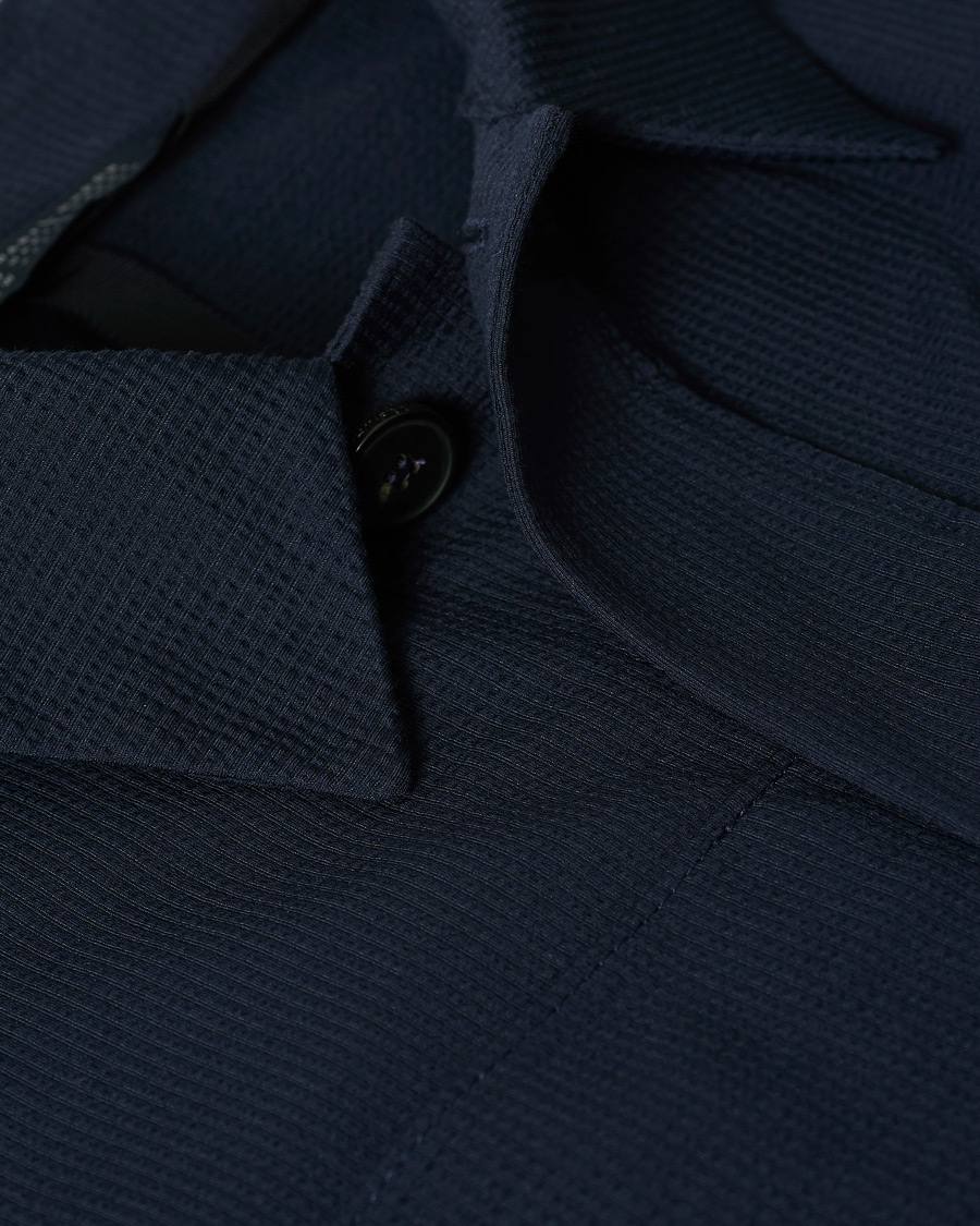 Herre | Skjorter | Harris Wharf London | Cool Max Cotton Seersucker Overshirt Navy