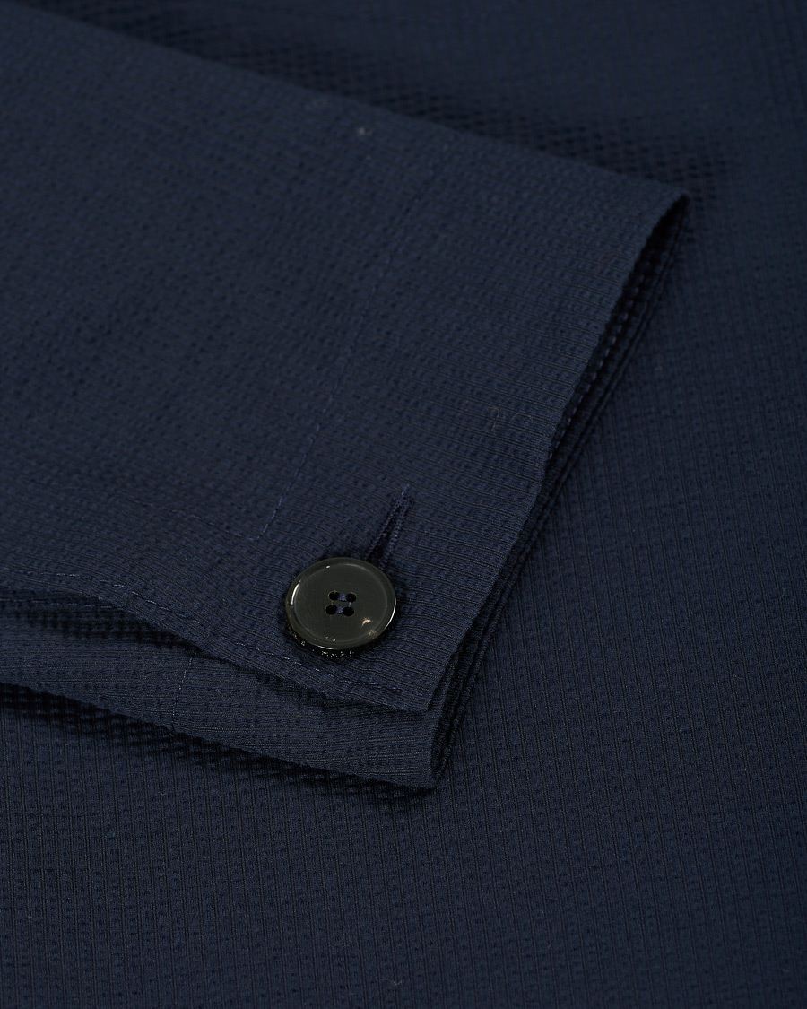 Herre | Skjorter | Harris Wharf London | Cool Max Cotton Seersucker Overshirt Navy