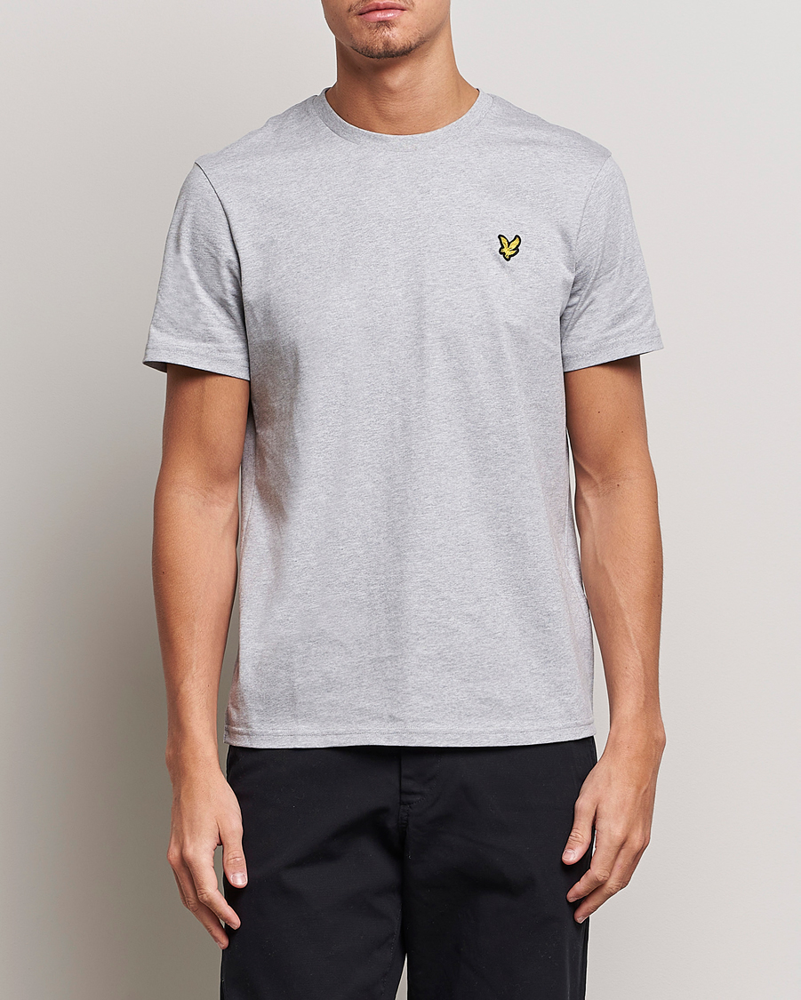 Herre | Lyle & Scott | Lyle & Scott | Crew Neck Organic Cotton T-Shirt Light Grey Marl