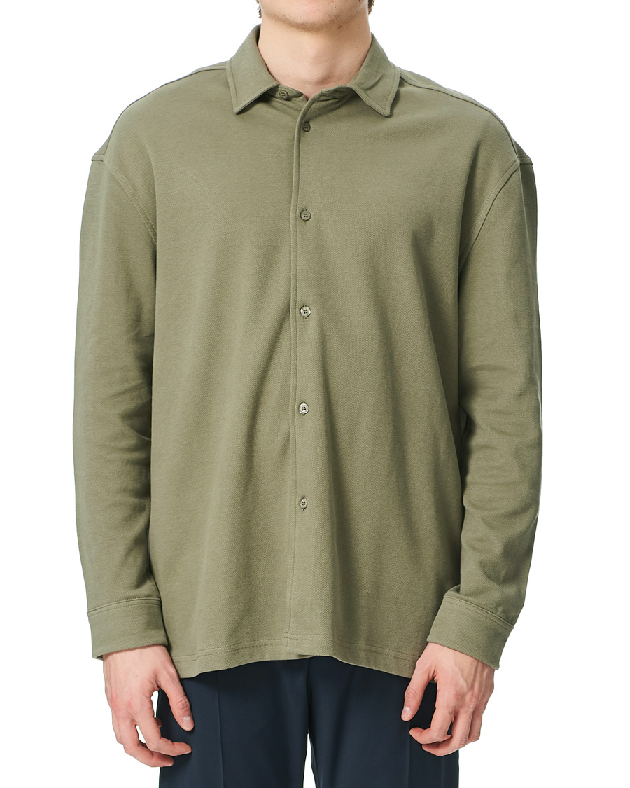 Herre | Trøjer | Samsøe Samsøe | Samsøe & Samsøe Abuto Cotton Piquet Shirt Deep Lichen Green