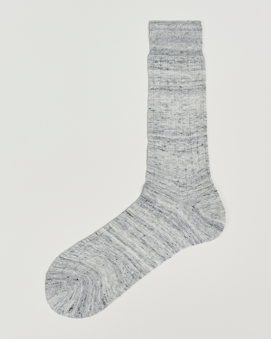 Herre | Undertøj | Bresciani | Linen Ribbed Short Socks Off White