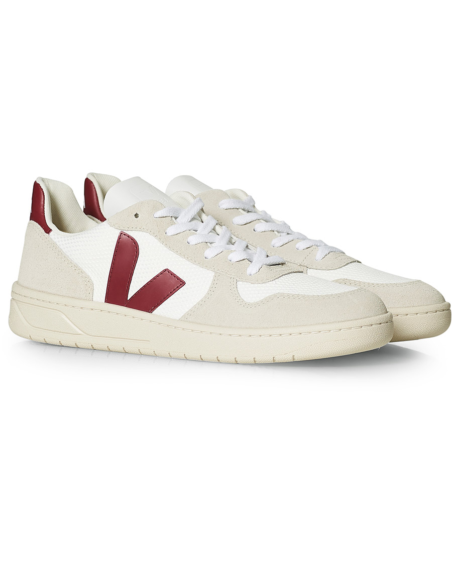 Herre | Veja V-10 Mesh Sneaker White/Natural Marsala | Veja | V-10 Mesh Sneaker White/Natural Marsala
