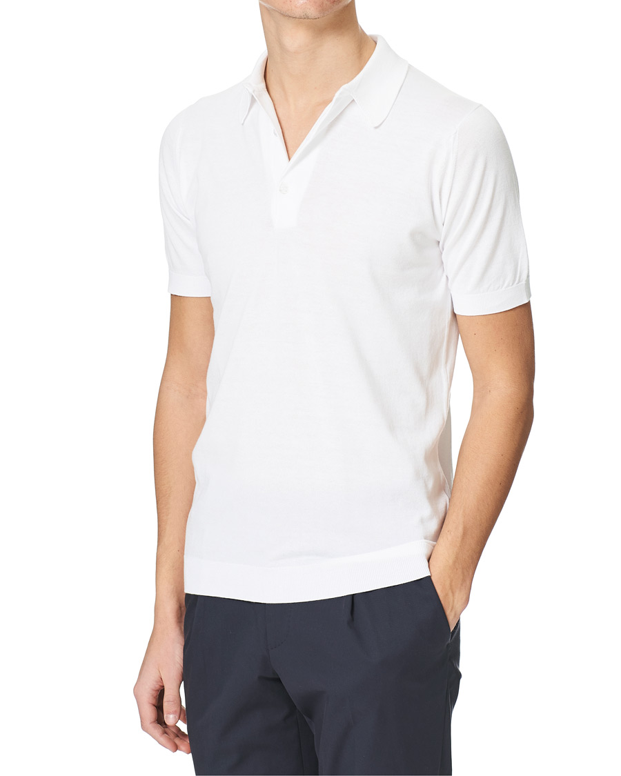 Herre | Polotrøjer | John Smedley | Adrian Slim Fit Sea Island Polo White