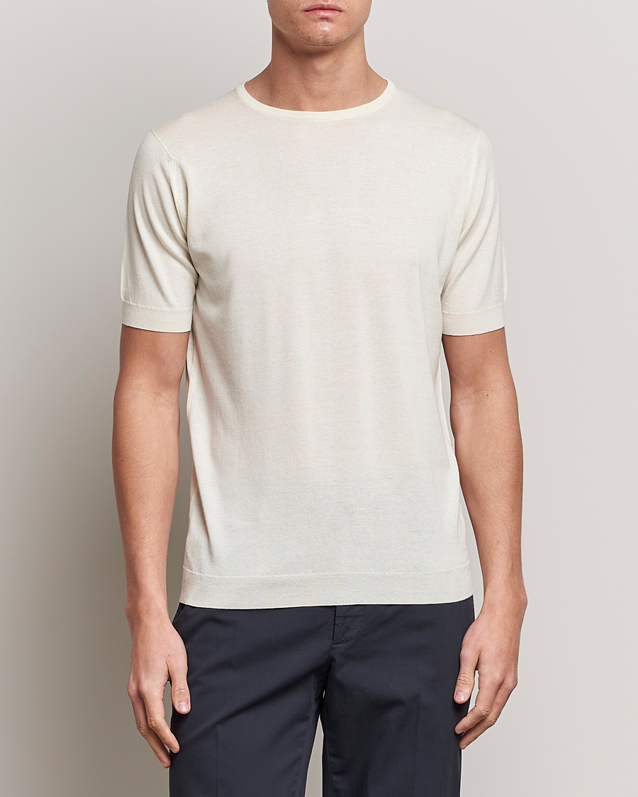 Herre | T-Shirts | John Smedley | Belden Wool/Cotton T-Shirt Latte