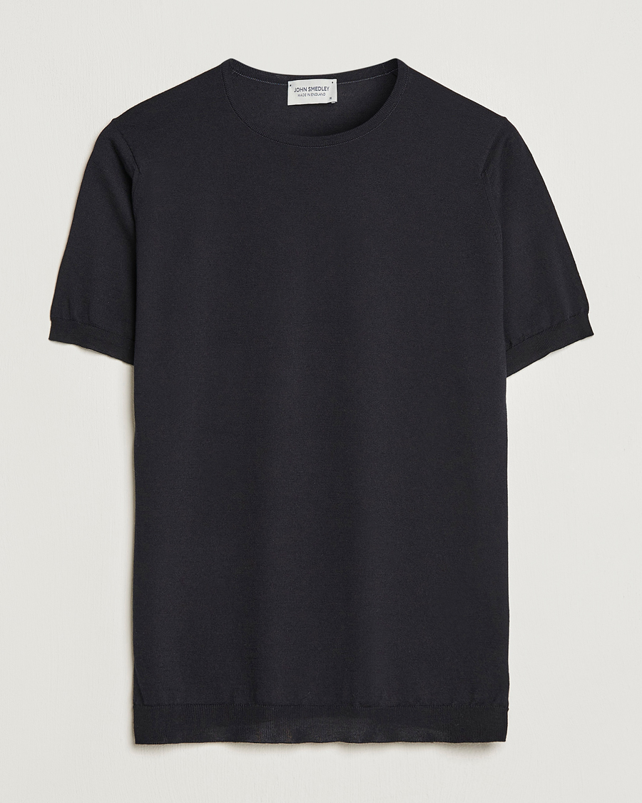 Herre | T-Shirts | John Smedley | Belden Wool/Cotton T-Shirt Navy
