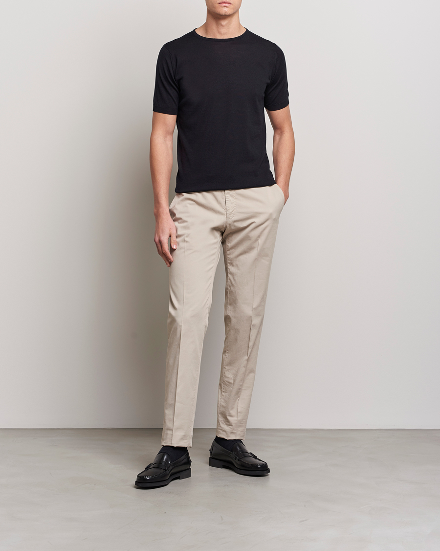 Herre | T-Shirts | John Smedley | Belden Wool/Cotton T-Shirt Navy