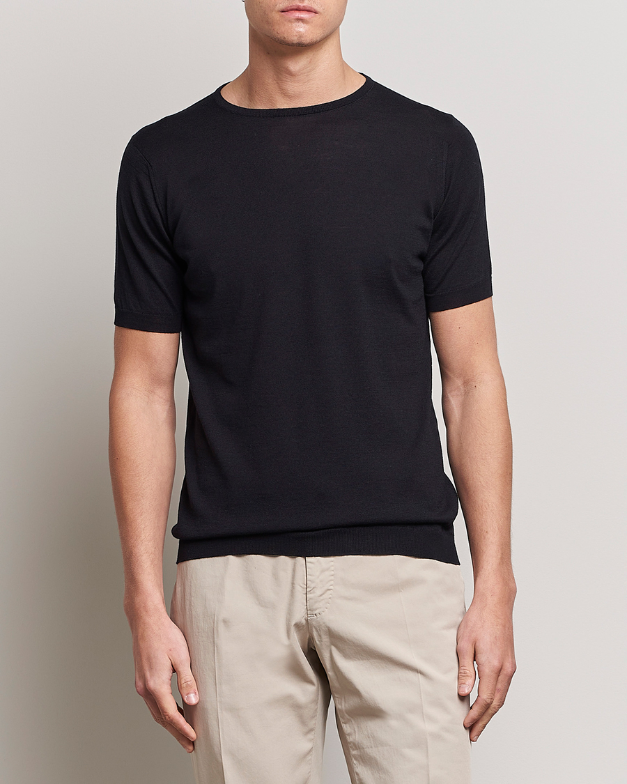 Herre |  | John Smedley | Belden Wool/Cotton T-Shirt Navy