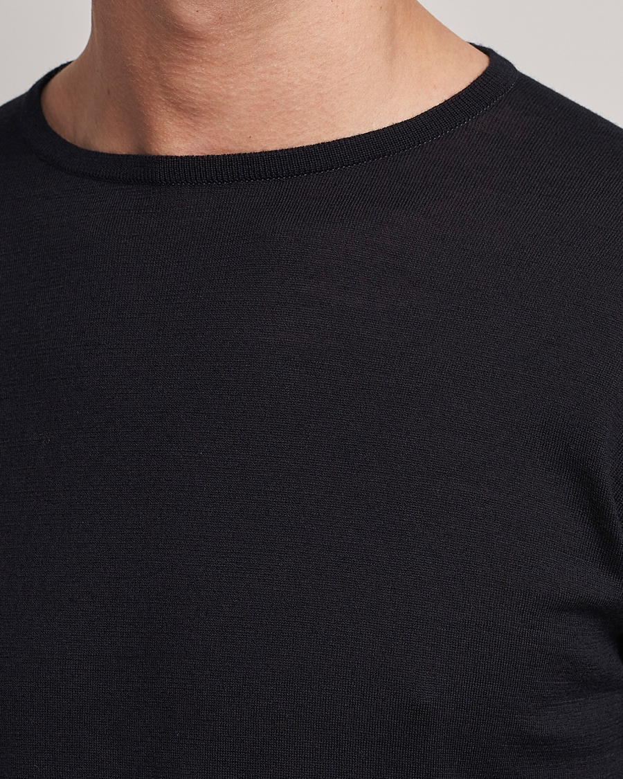 Herre | T-Shirts | John Smedley | Belden Wool/Cotton T-Shirt Navy
