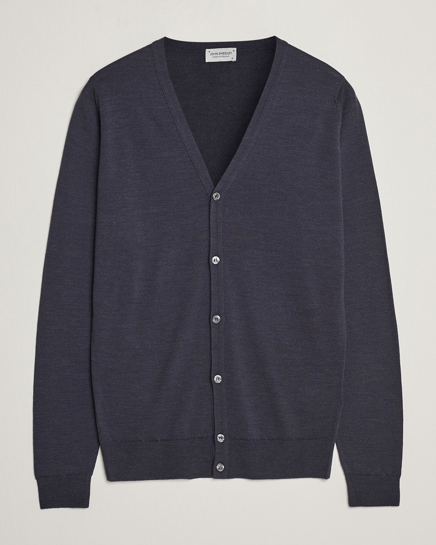 Herre | Trøjer | John Smedley | Petworth Extra Fine Merino Cardigan Hepburn Smoke
