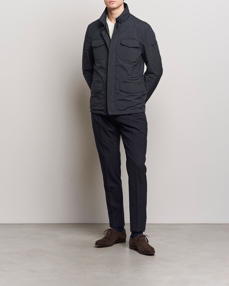 Herre | Jakker | MooRER | Waterproof Nylon Field Jacket Navy