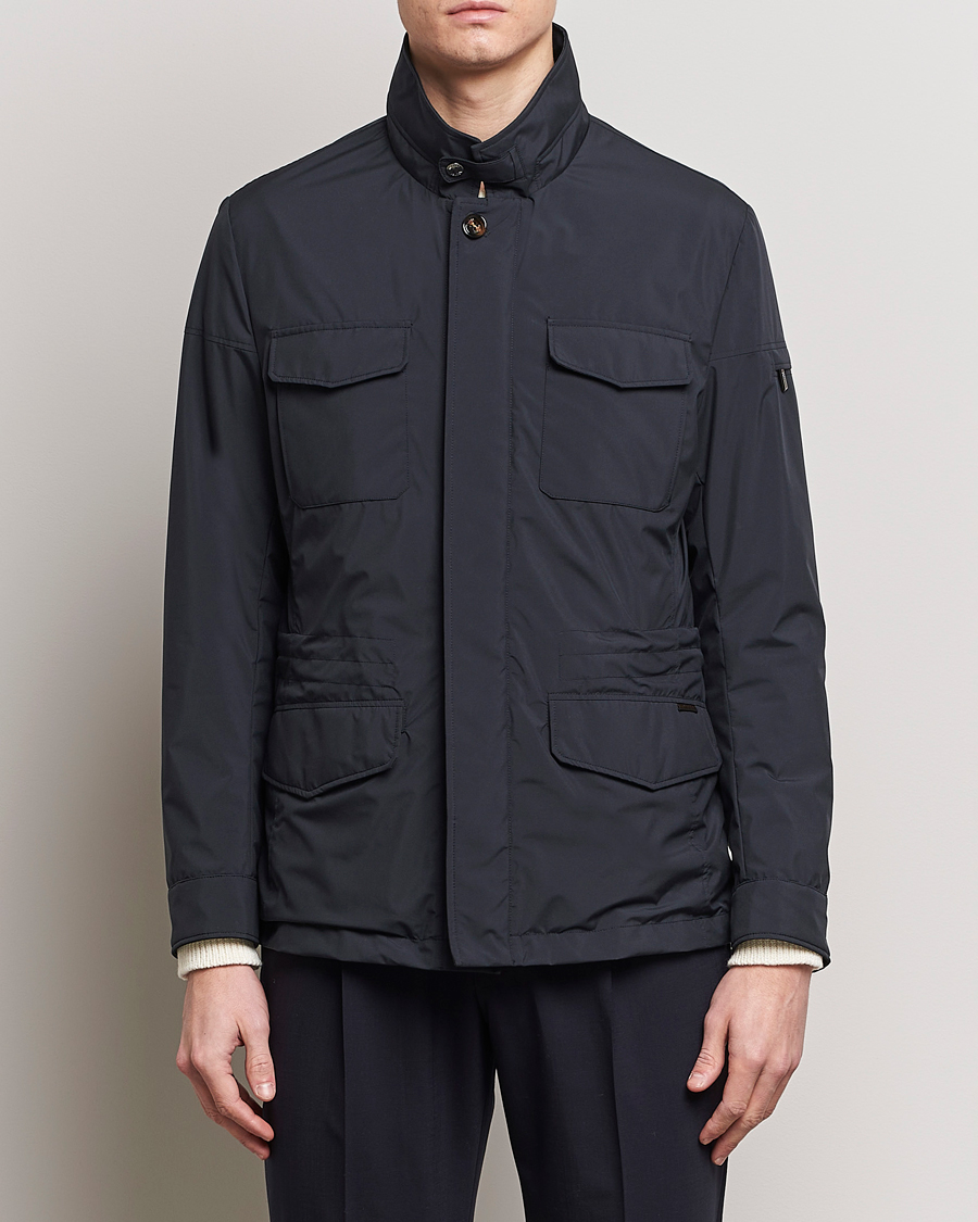 Herre | Formelle jakker | MooRER | Waterproof Nylon Field Jacket Blue