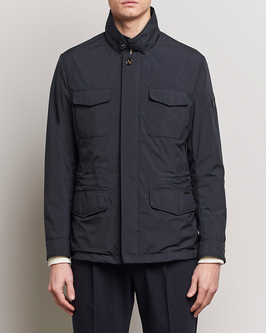 Herre | Formelle jakker | MooRER | Waterproof Nylon Field Jacket Navy