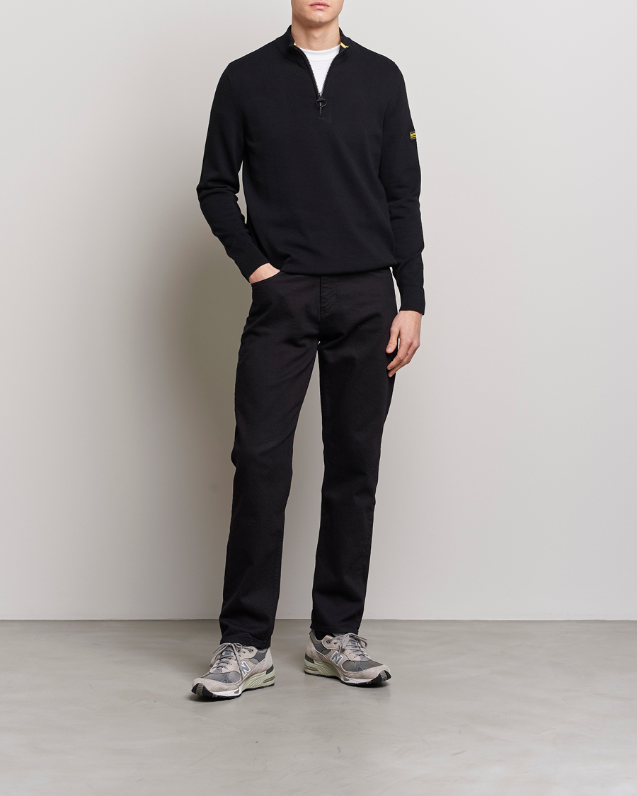 Herre | Trøjer | Barbour International | Cotton Half Zip Black