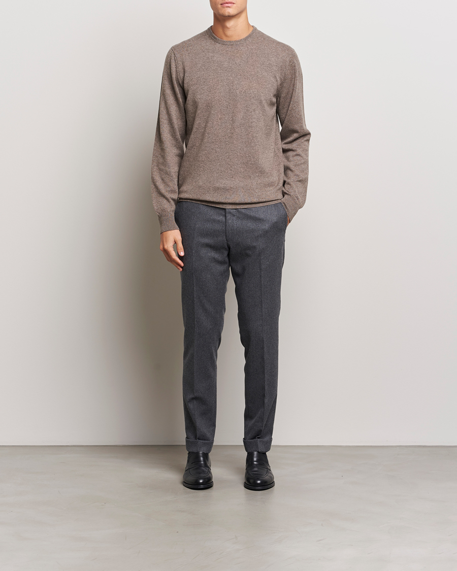 Herre | Trøjer | Piacenza Cashmere | Cashmere Crew Neck Sweater Brown