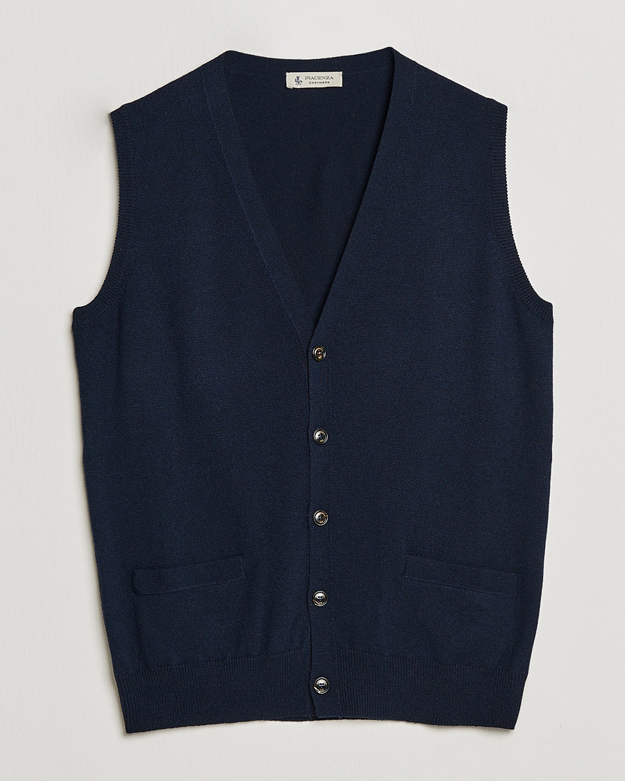 Herre |  | Piacenza Cashmere | Cashmere Sleeveless Cardigan Navy