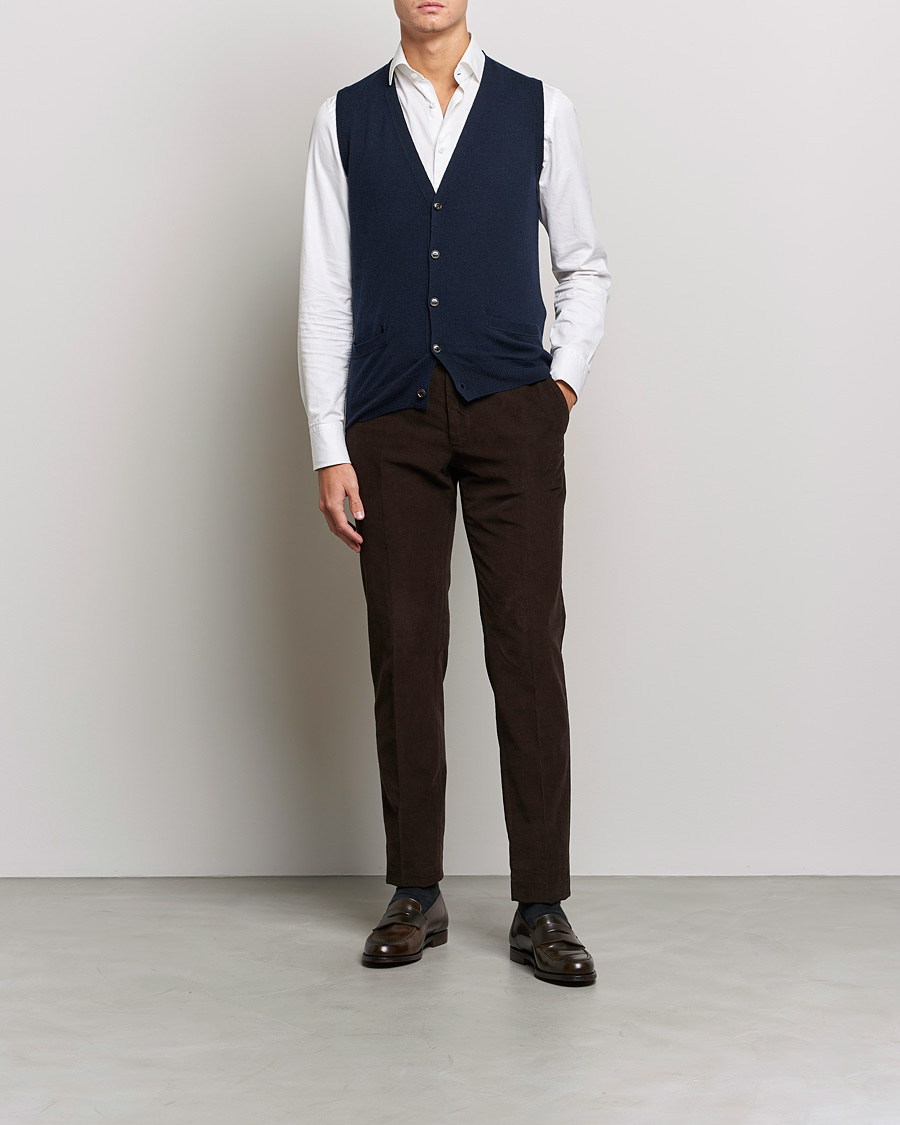 Herre | Trøjer | Piacenza Cashmere | Cashmere Sleeveless Cardigan Navy