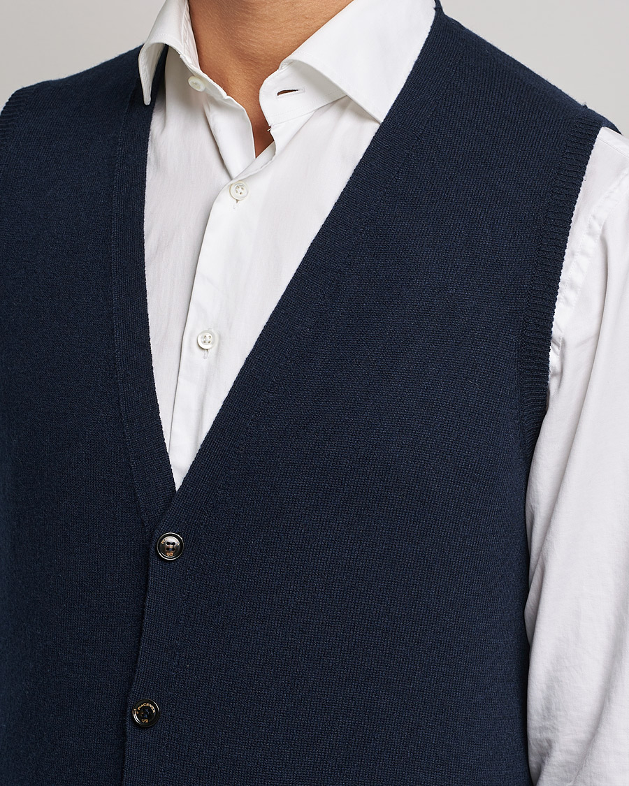 Herre | Trøjer | Piacenza Cashmere | Cashmere Sleeveless Cardigan Navy