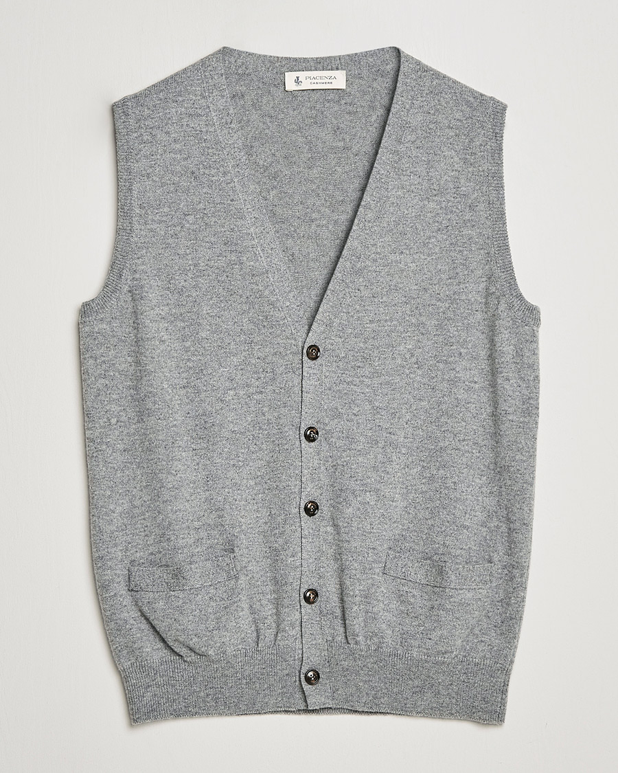 Herre |  | Piacenza Cashmere | Cashmere Sleeveless Cardigan Light Grey