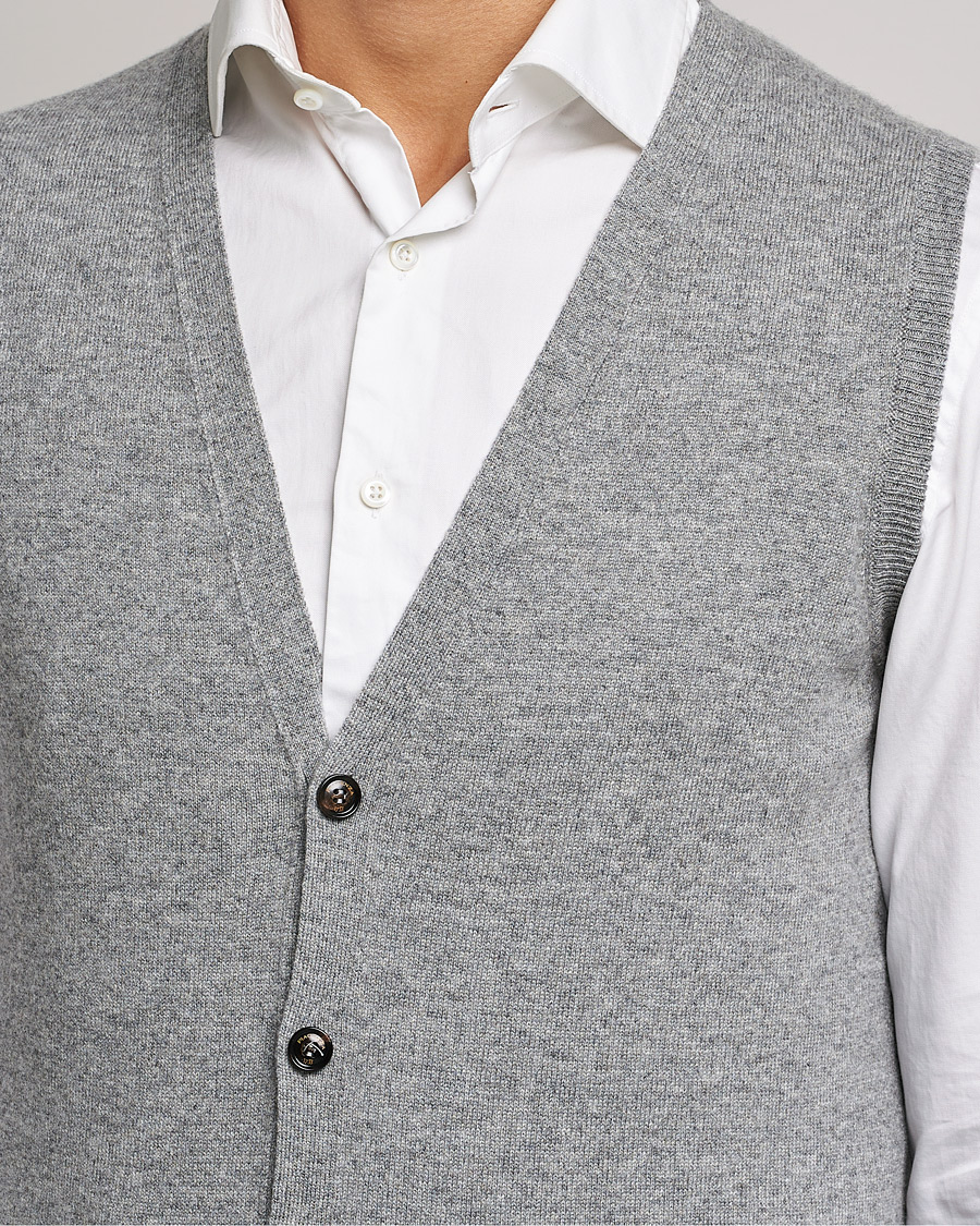 Herre | Trøjer | Piacenza Cashmere | Cashmere Sleeveless Cardigan Light Grey