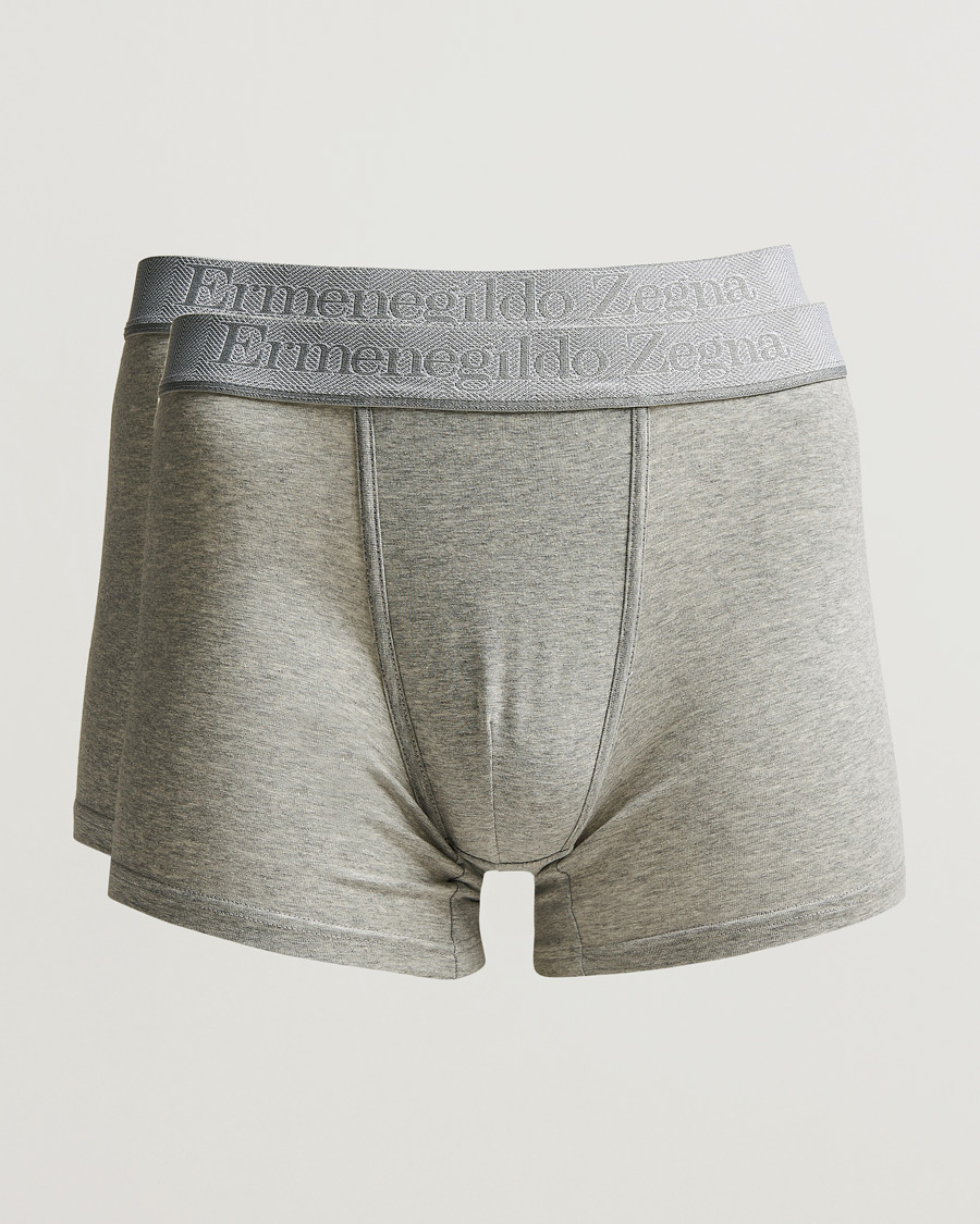 Zegna Cotton Boxer Bi-Pack Grey Heather - CareOfCarl.dk