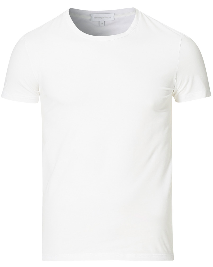 Herre | Kortærmede t-shirts | Zegna | Cotton Stretch Crew Neck T-Shirt White