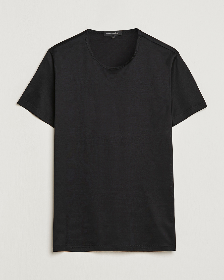 Herre | T-Shirts | Zegna | Filoscozia Fine Cotton Crew Neck T-Shirt Black