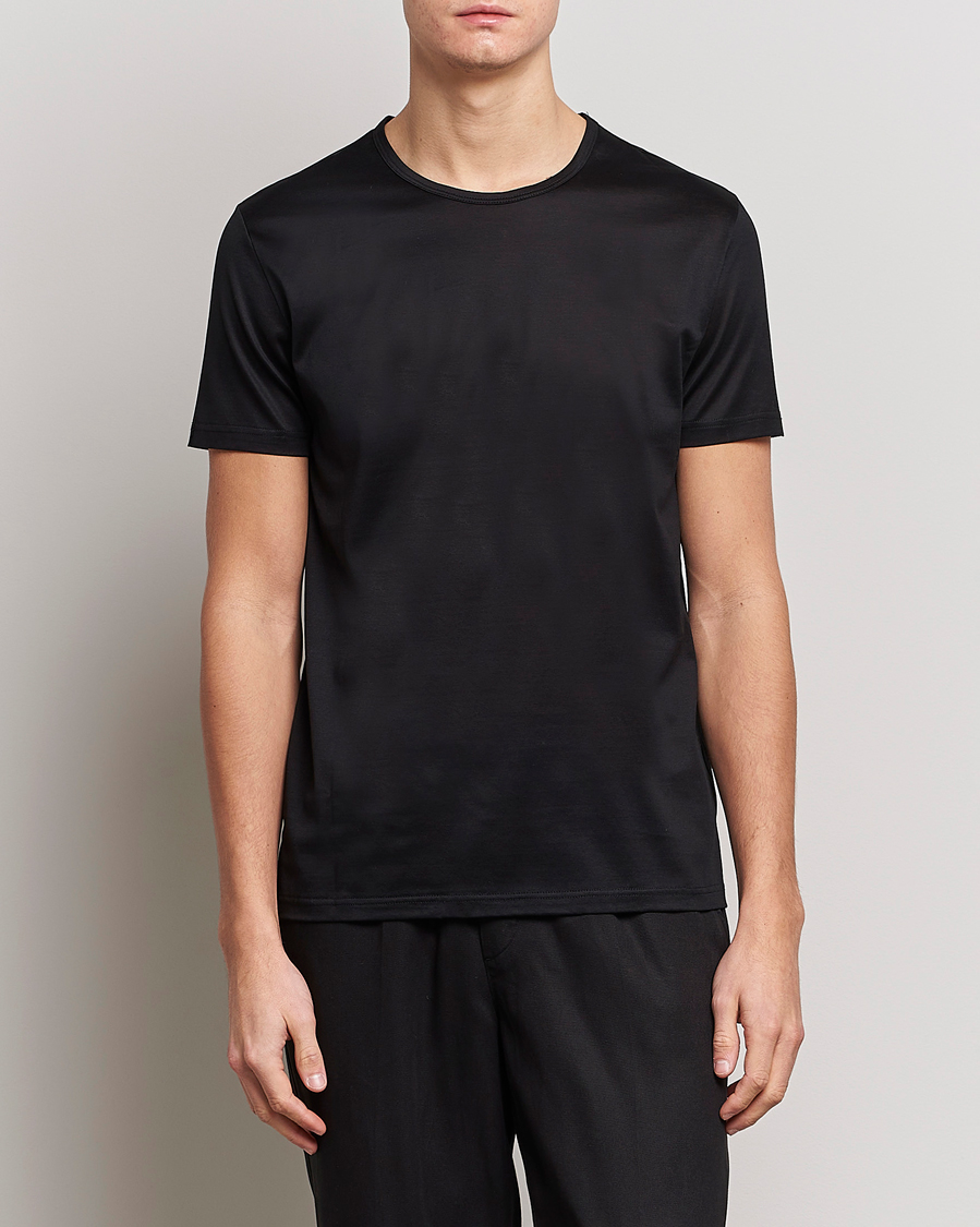 Herre | T-Shirts | Zegna | Filoscozia Fine Cotton Crew Neck T-Shirt Black