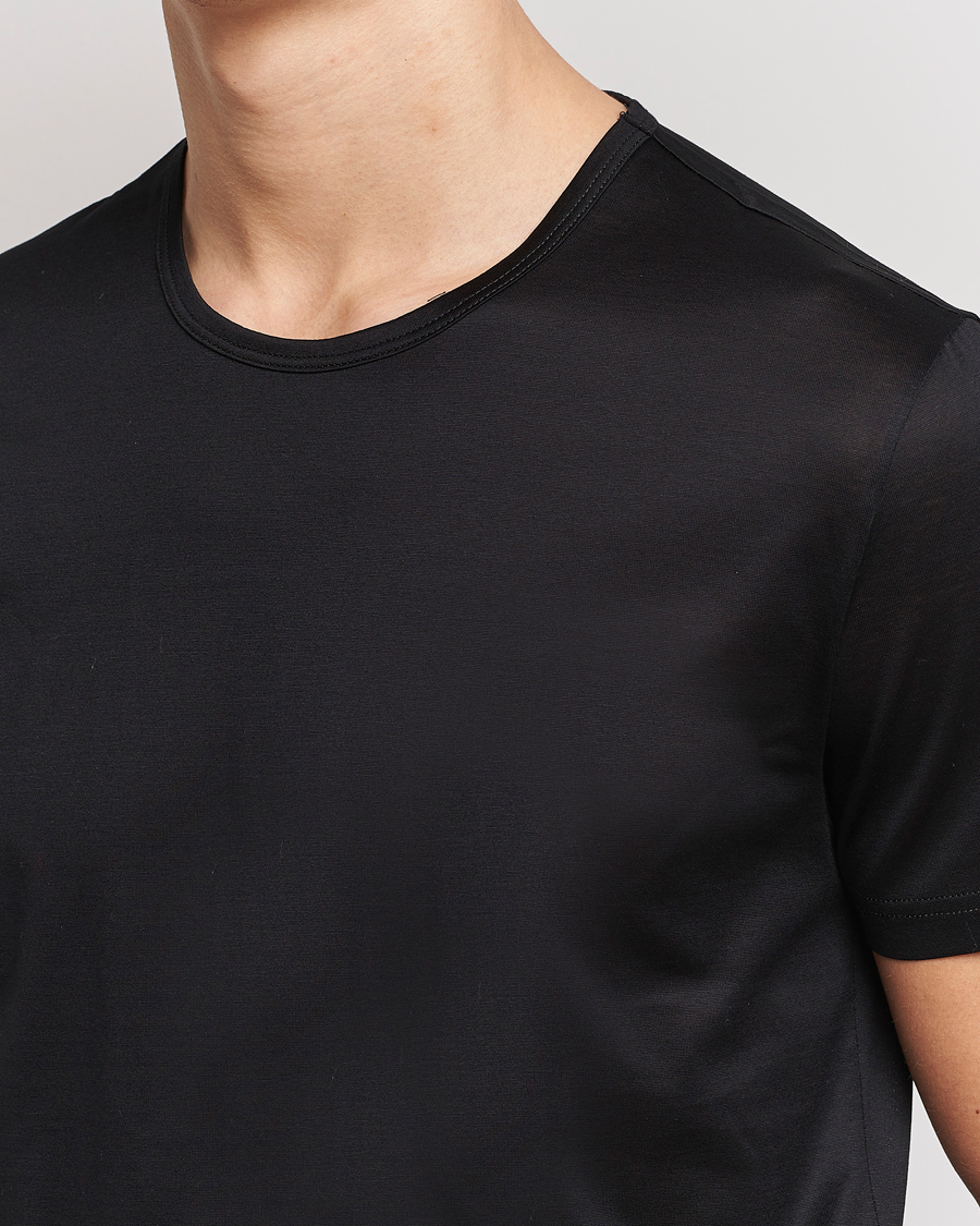 Herre | T-Shirts | Zegna | Filoscozia Fine Cotton Crew Neck T-Shirt Black