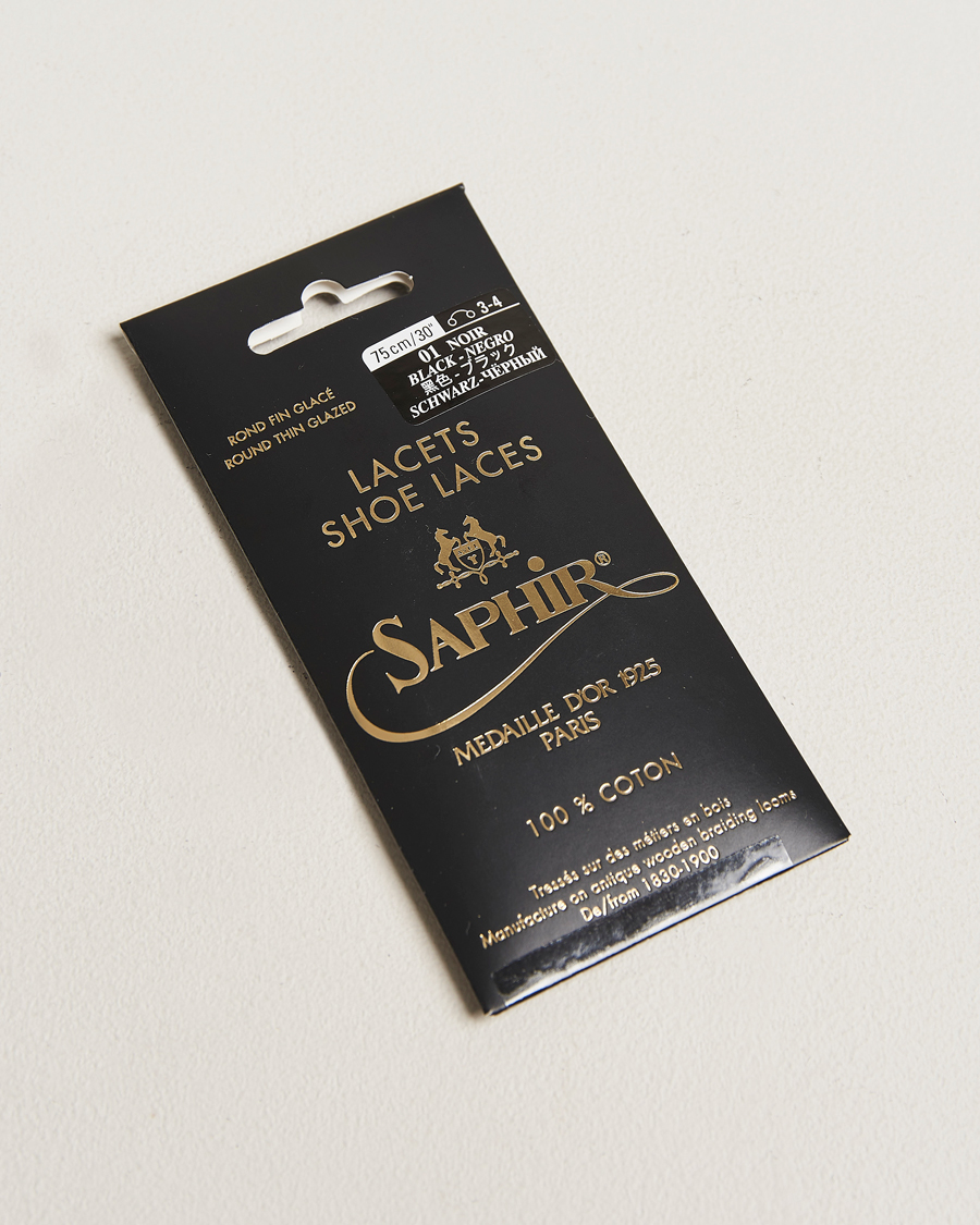 Herre | Skopleje | Saphir Medaille d'Or | Shoe Laces Thin Waxed 75cm Black