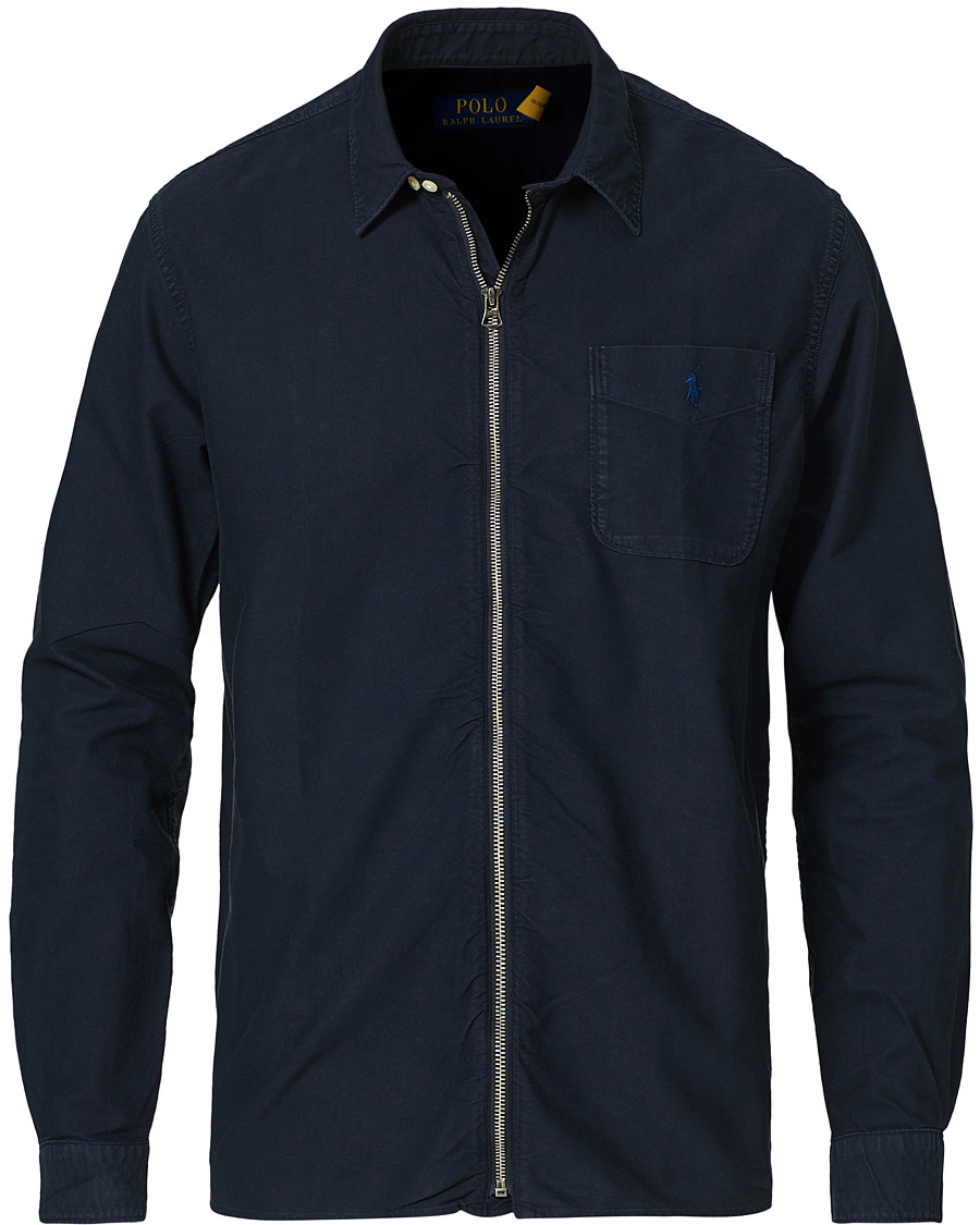 Herre | Skjorter | Polo Ralph Lauren | Zip Oxford Garment Dyed Shirt Navy