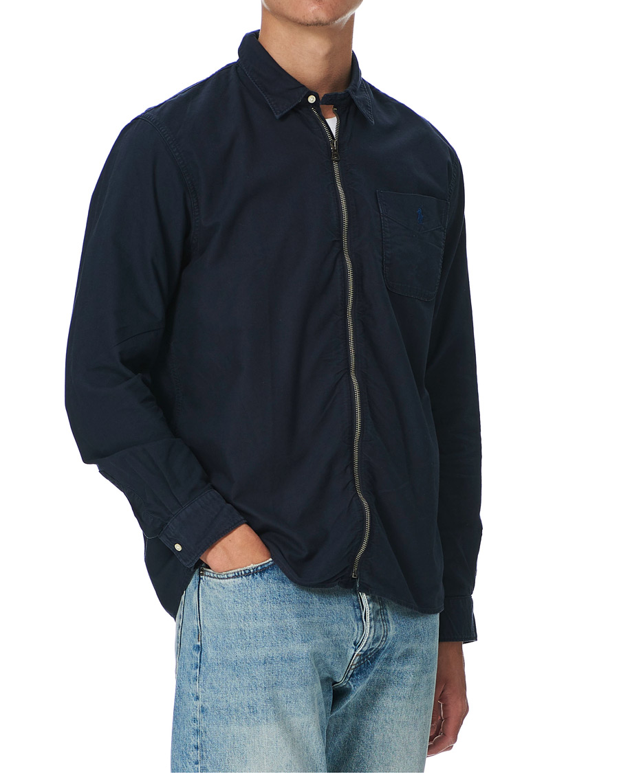 Herre | Skjorter | Polo Ralph Lauren | Zip Oxford Garment Dyed Shirt Navy