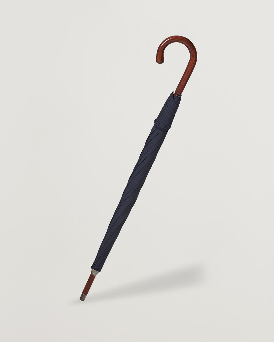 Herre | Tilbehør | Fox Umbrellas | Polished Cherrywood Solid Umbrella Navy