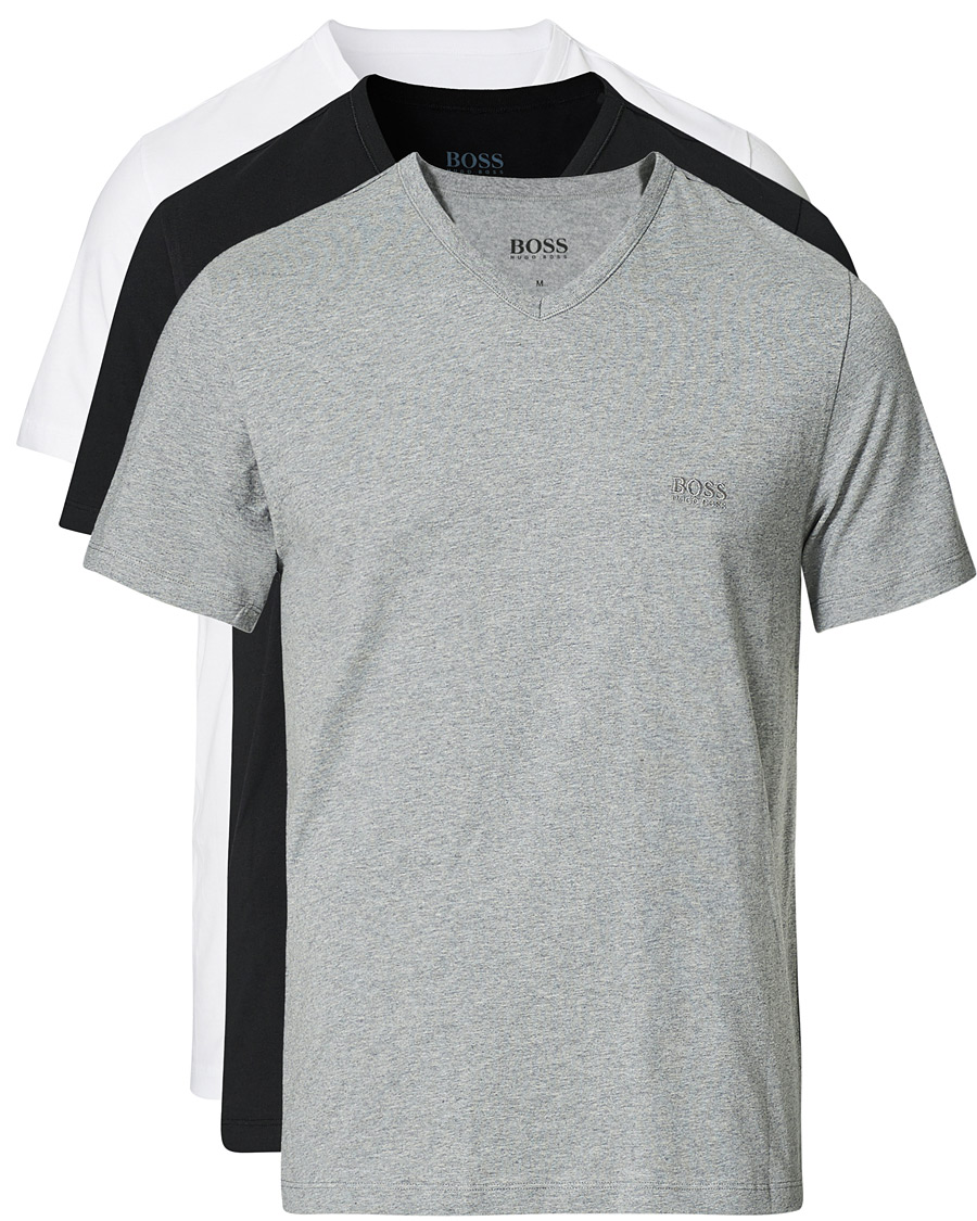 Herre | T-Shirts | BOSS BLACK | BOSS 3-Pack V-Neck T-Shirt Black/Grey/White