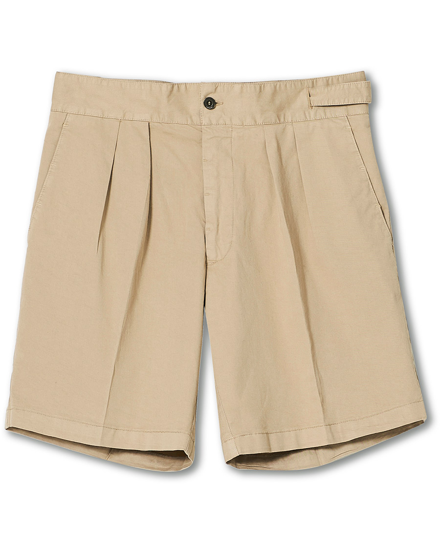Herre | Shorts | Lardini | Double Pleated Cotton Shorts Beige
