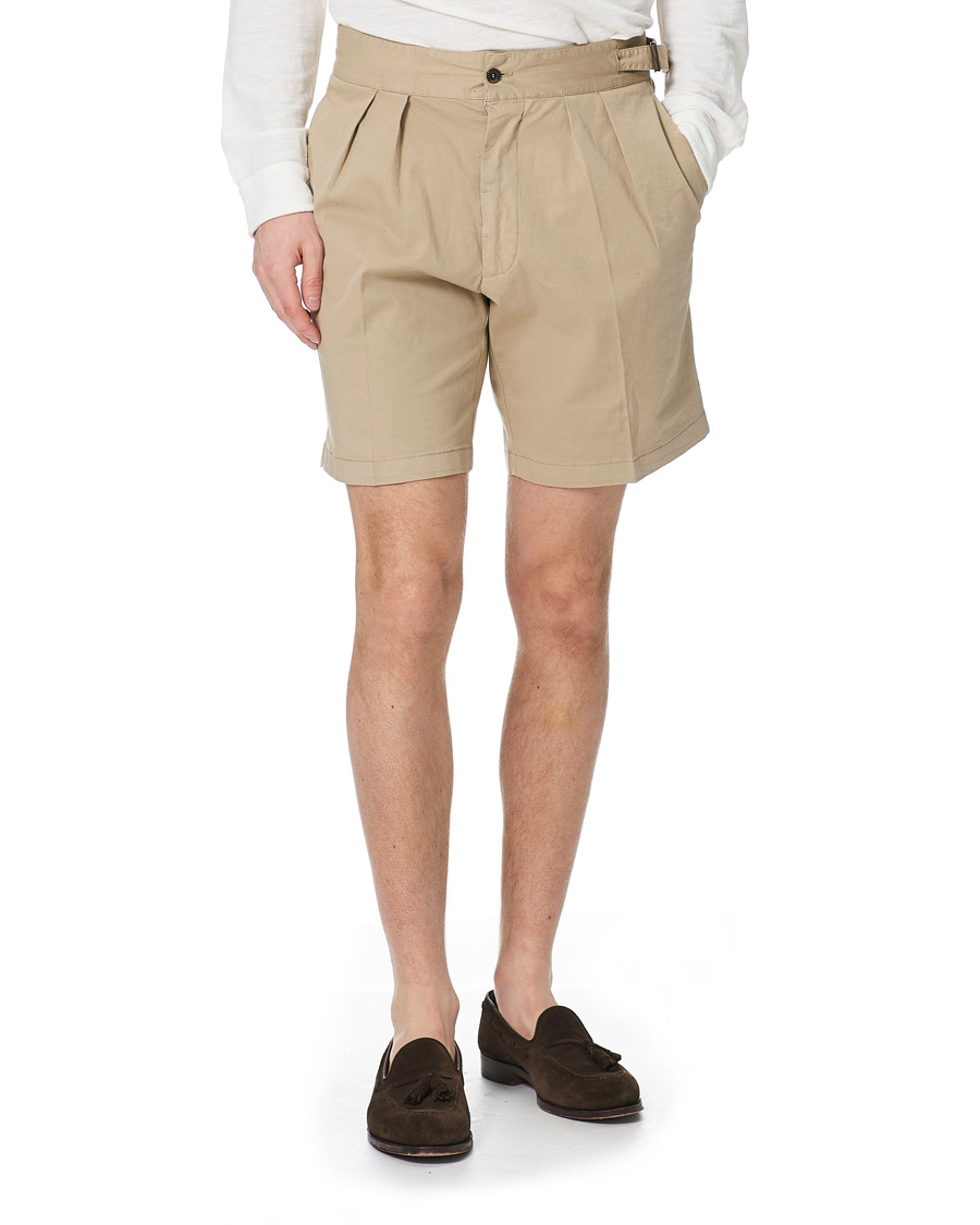 Herre | Shorts | Lardini | Double Pleated Cotton Shorts Beige