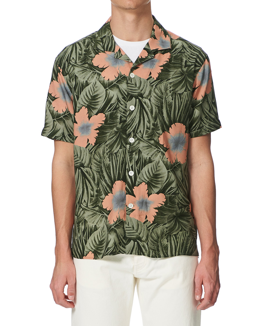 Herre | Skjorter | J.Lindeberg | Printed Short Sleeve Camp Collar Shirt Sage