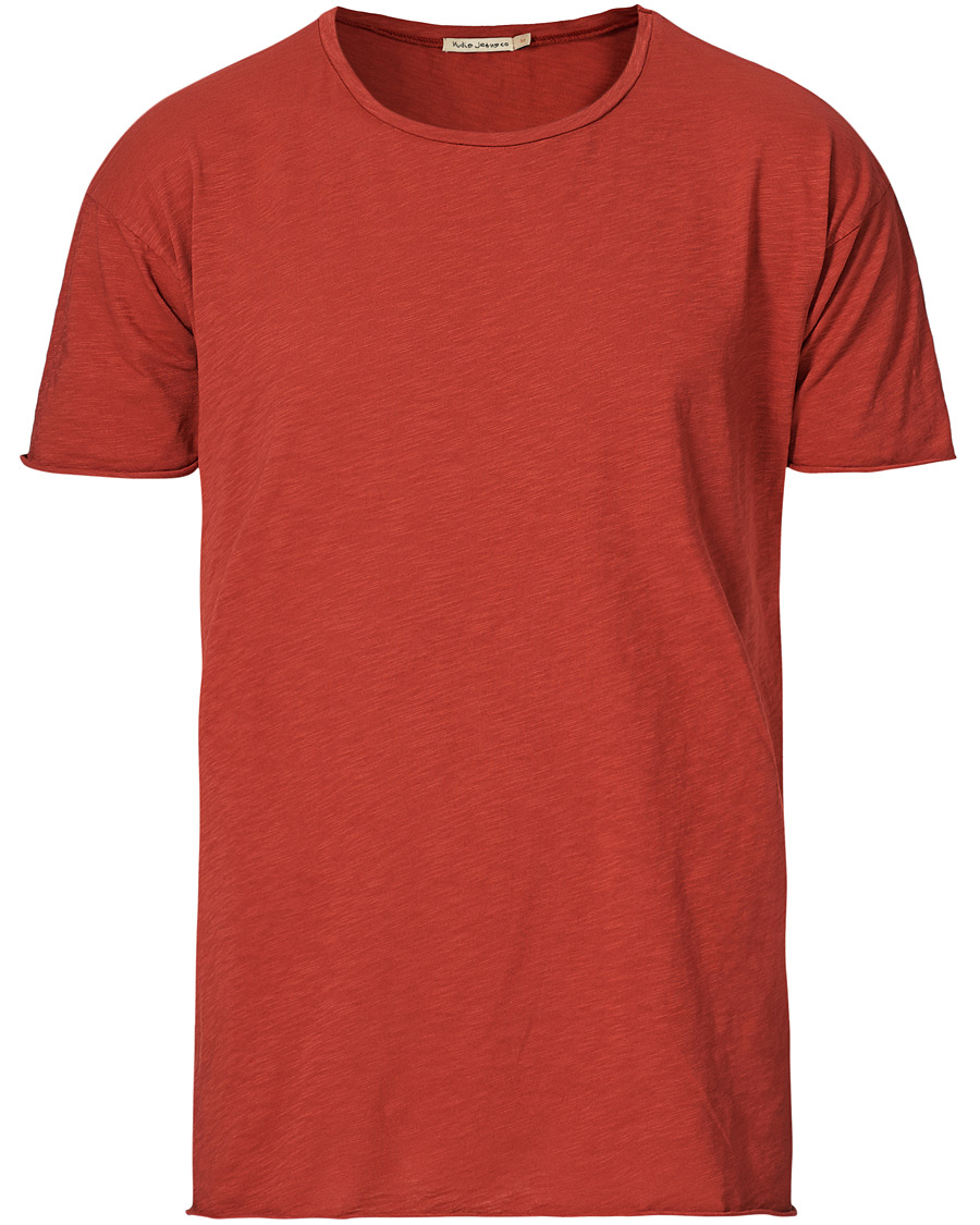 Herre | T-Shirts | Nudie Jeans | Roger Slub Crew Neck Tee Poppy Red