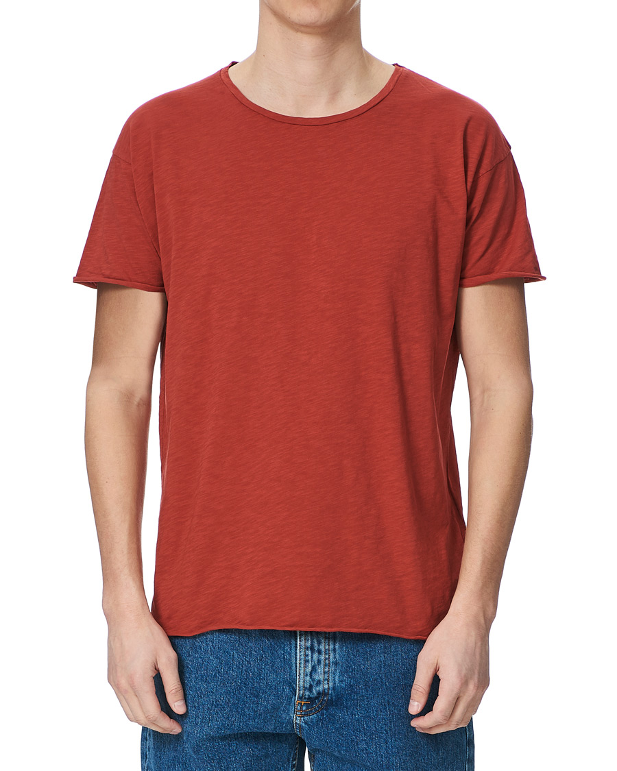 Herre | T-Shirts | Nudie Jeans | Roger Slub Crew Neck Tee Poppy Red