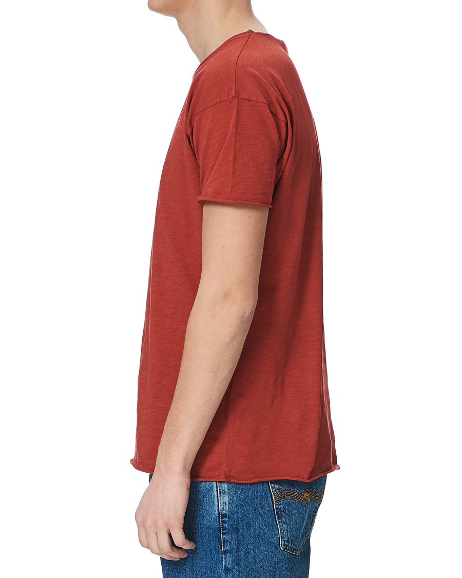Herre | T-Shirts | Nudie Jeans | Roger Slub Crew Neck Tee Poppy Red