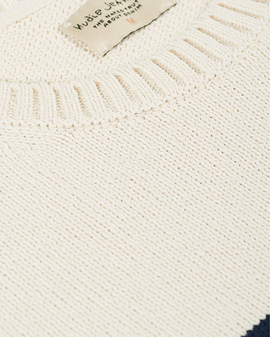 Herre | Trøjer | Nudie Jeans | Hamus Recycled Stripe Crew Neck Off White/Navy