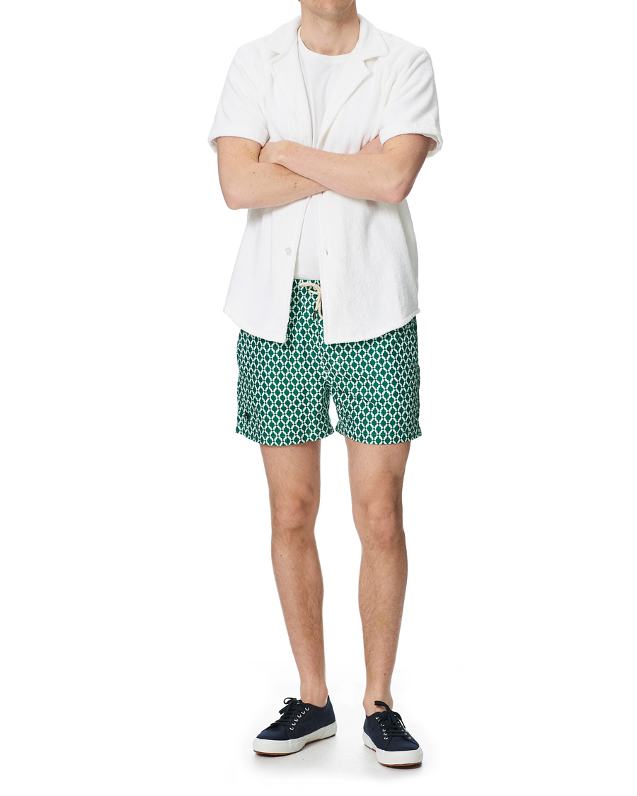 Herre | Badebukser | OAS | Printed Swim Shorts Green Tile
