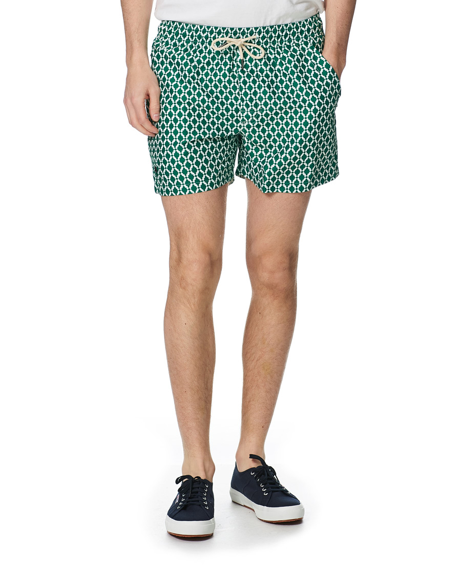 Herre | Badebukser | OAS | Printed Swim Shorts Green Tile