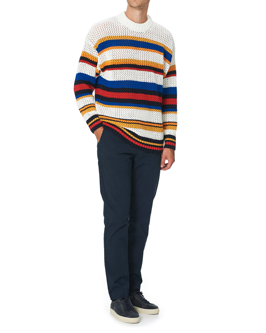 Herre | Trøjer | GANT | Open Knit Stripe Crew Neck Multi