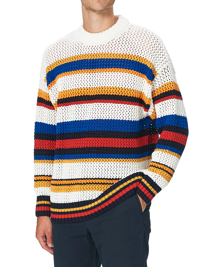 Herre | Trøjer | GANT | Open Knit Stripe Crew Neck Multi