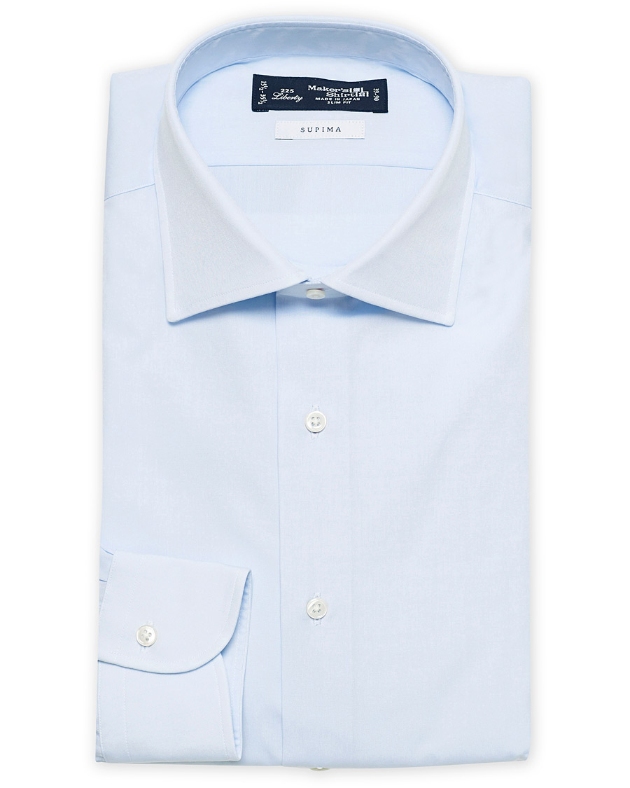 Herre | Businessskjorter | Kamakura Shirts | Slim Fit Broadcloth Cut Away Shirt Light Blue