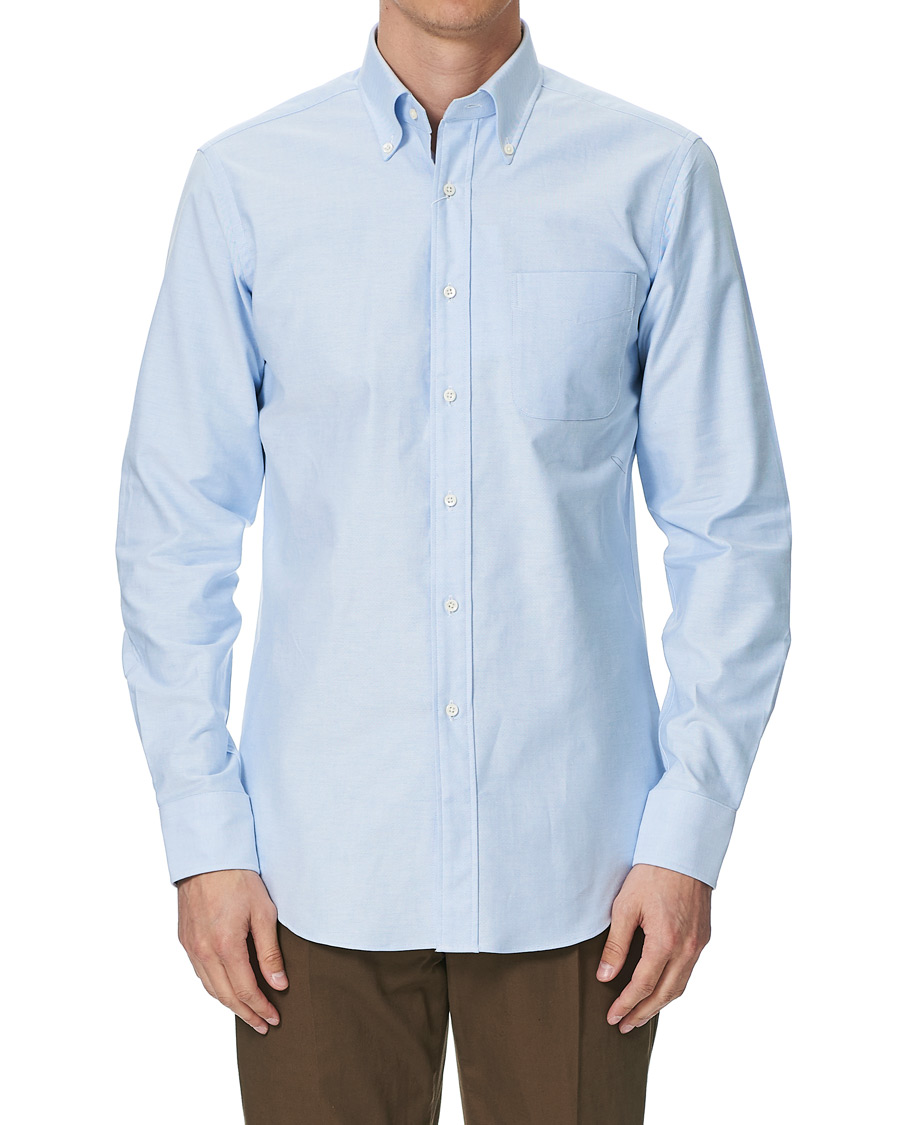 Herre | Skjorter | Kamakura Shirts | Slim Fit Oxford Button Down Shirt Light Blue