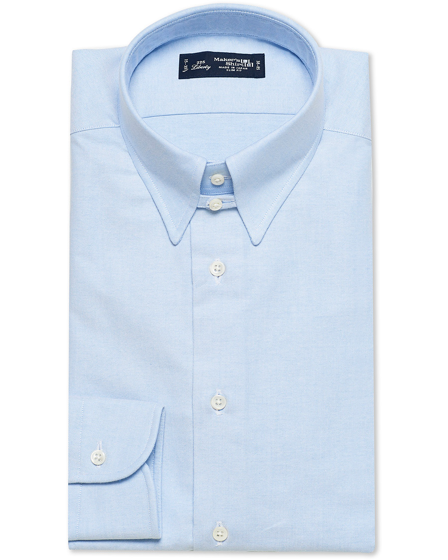 Herre | Skjorter | Kamakura Shirts | Slim Fit Oxford Tab Collar Shirt Light Blue