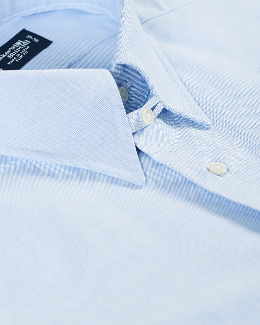 Herre | Skjorter | Kamakura Shirts | Slim Fit Oxford Tab Collar Shirt Light Blue