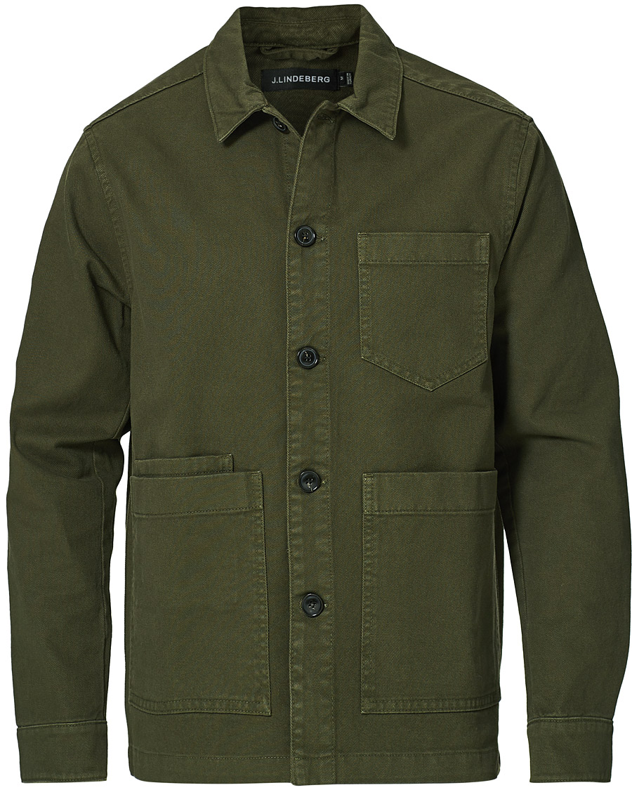 Herre | Skjorter | J.Lindeberg | Twill Work Overshirt Seaweed Green