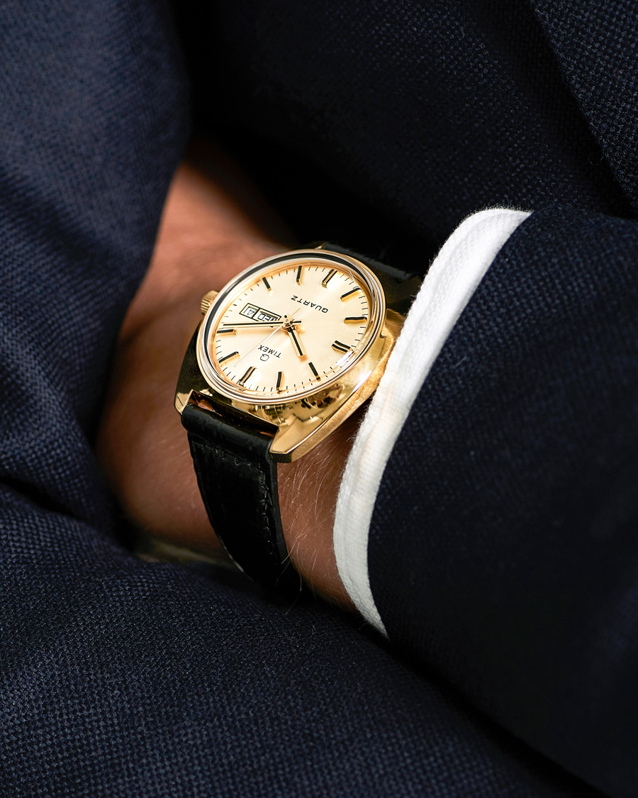 Herre | Timex Q Reissue 1975 Day Date 38mm Gold Tone | Timex | Q Reissue 1975 Day Date 38mm Gold Tone